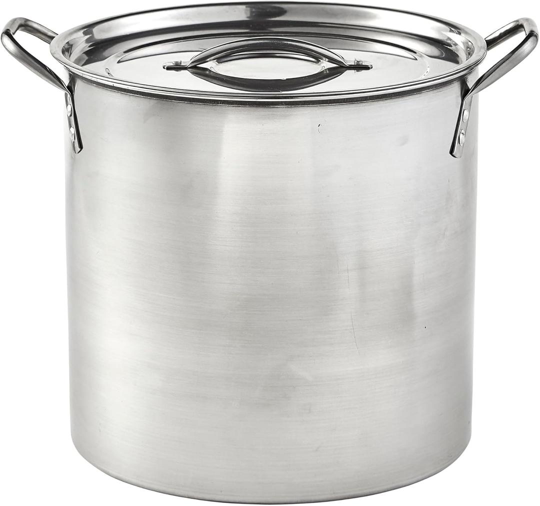 IMUSA 16Qt Stainless Steel Stock Pot with Lid, Large Cooking Pot for Soups, Boiling Seafood, Pasta, Stews, and Family Meals
