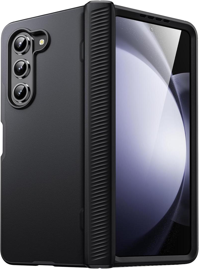 JETech Case for Samsung Galaxy Z Fold 5 2023 with Hinge Protection, Heavy Duty Rugged Protective Hard PC Phone Cover, Anti-Fingerprint Matte Finish (Black)