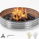 Mr IRONSTONE Outdoor Fire Pit Galvanized Fire Pit Ring, Foldable Outdoor/Camping/Gatherings 5 FT Diameter Fire Pit for Yard/Garden/Park/Beach, 60 Inches Fire Ring Pit, Silver