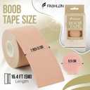 2 x FASHLON Boob Tape, 2-Roll, Safe for Sensitive Skin, Fits A-DD Cups, Breast Lift Tape with Silicone Nipple Covers