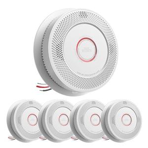 SITERWELL Hardwired Interconnected Smoke and Carbon Monoxide Detector, 10 Year Product Life Alarm Smoke Carbon Monoxide Detector with 2 AA Batteries Back Up, Smoke and CO Detector Voice Alert,5 Pack