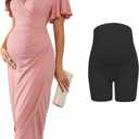 AISWI 2025 Womens Maternity Wrap Dress V Neck Ruffle Sleeves Semi Formal Baby Shower Photoshoot Party Cocktail Pregnancy (Pink, S)