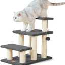 Pawque Dog Stairs & Cat Scratching Post Pet Steps for High Beds Couch, High-Strength Boards Holds up to 150 lbs for Indoor Small Cats Kittens Dogs Climbing Playing, 3 Combination Options, 3 Steps-Grey