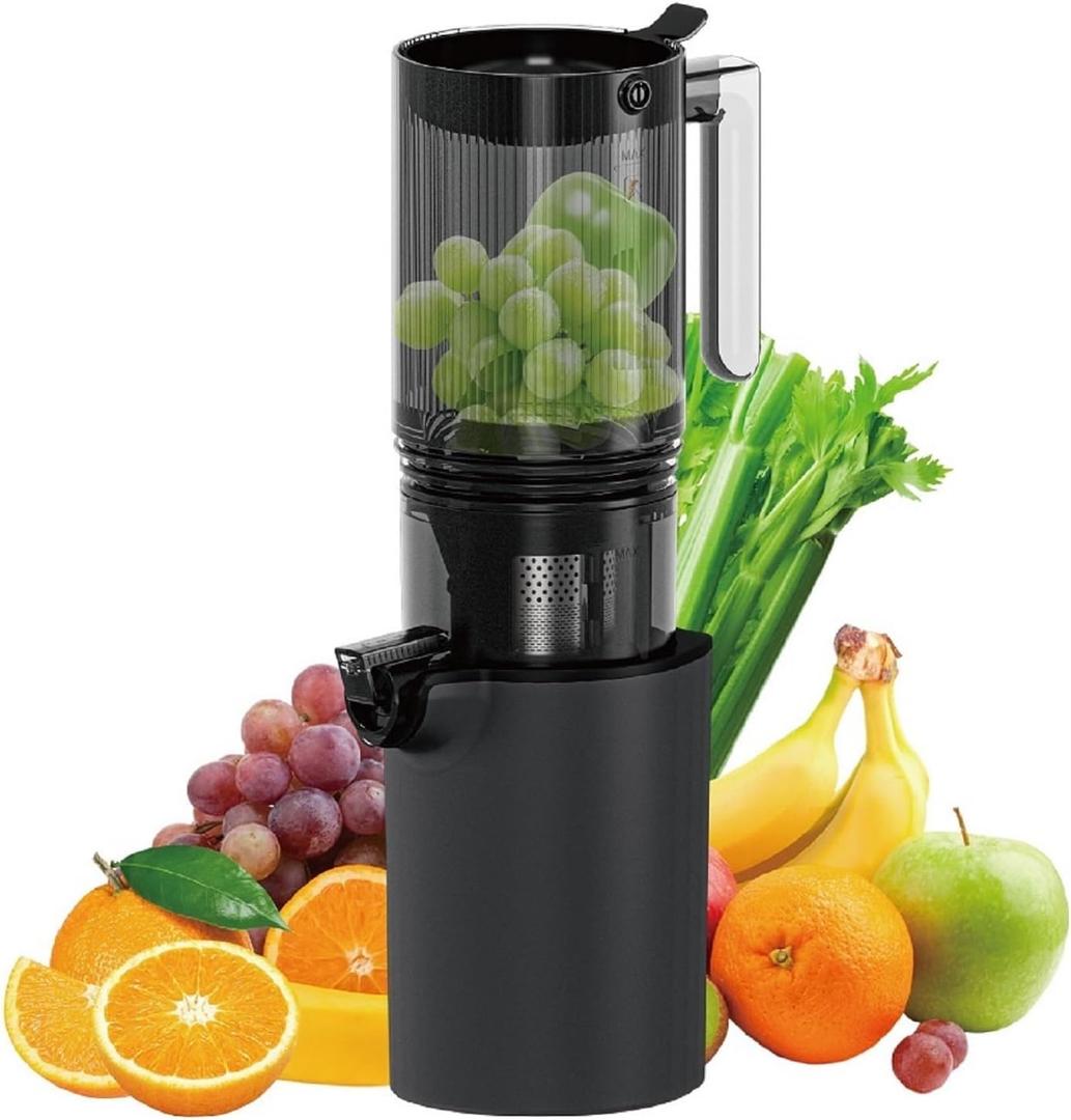 Cold Pressed Juicer,Juice & Pomace Separator,Easy Detachable & Clean,No Blades Slow Masticating,Large Feed Chute,Triple Strainer System,Quick Assembly & Disassembly