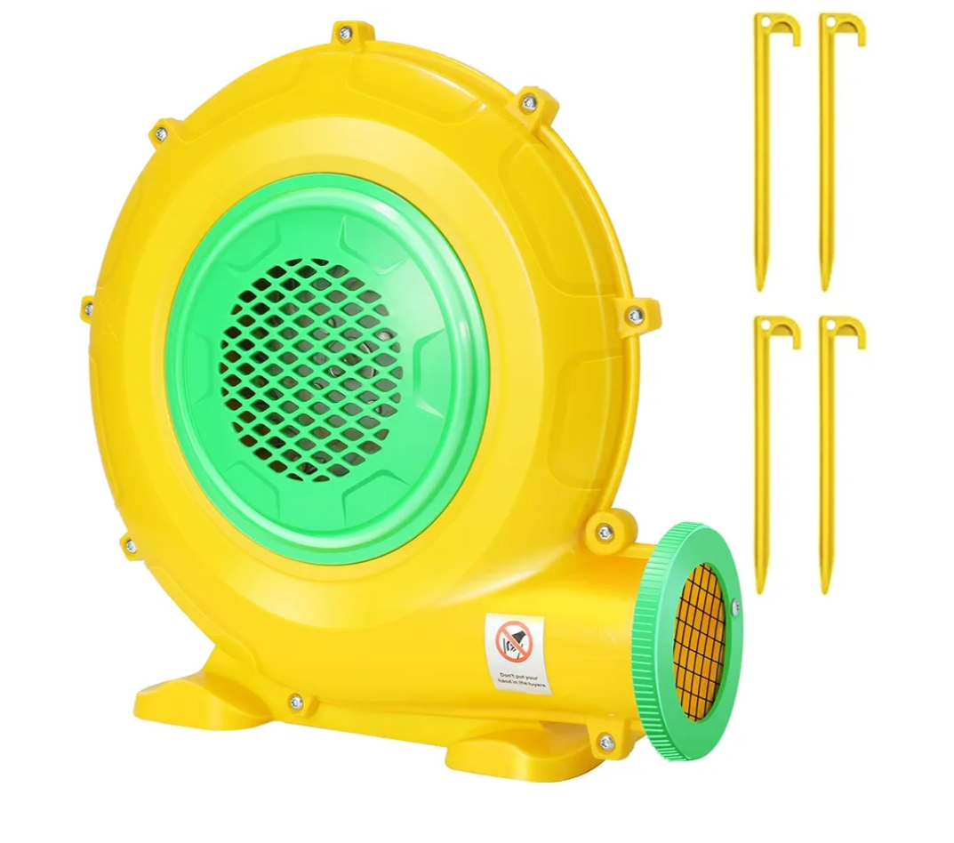 Bounce House Blower, 550W/0.73HP Commercial Air Blower with Double-Sided Fan Blade Design, Strong Wind and Great Heat Dissipation Properties for Bouncy Castle, Jump Slides, Arch, Inflatables