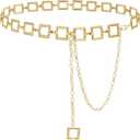 Women's Chain Belt Metal Waist Belt Chunky Belly Link Belt (M: 47.2 in, 23025 Gold)