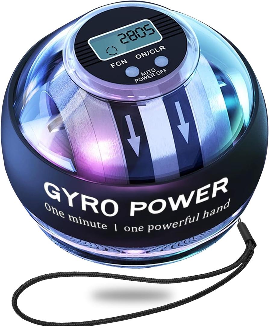 Curaball Hand ExerciserTorque Ball Strengthener with Counter, LED Lights, Auto-Start Gyroscopic Wrist Trainer for Arms, Fingers & Forearms, Grip Training Tool for Home