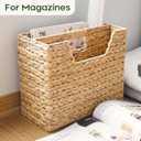 CHI AN HOME Wicker Magazine Basket, Handwoven Water Hyacinth Storage Bin & Organizer for Files, Books, Newspapers, Documents, Decorative Storage Bin with Handle for Office, Living Room, Dorm, Bathroom