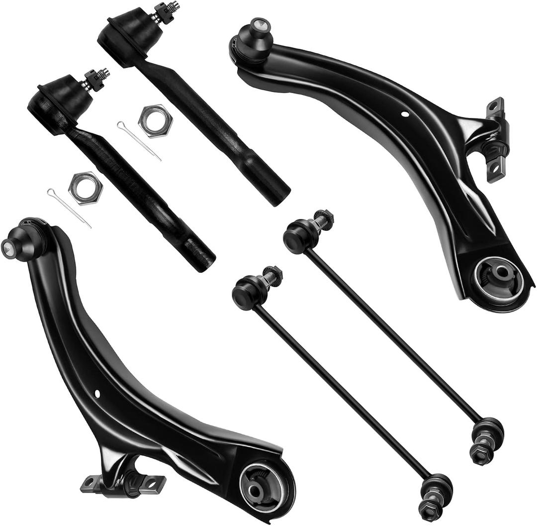 SCITOO 6pcs Front Suspension Kit Lower Control Arm and Ball Joint Sway Bar Links Outer Tie Rod Ends fit for 2008-2013 for Nissan Rogue 2014-2015 for Nissan Rogue Select