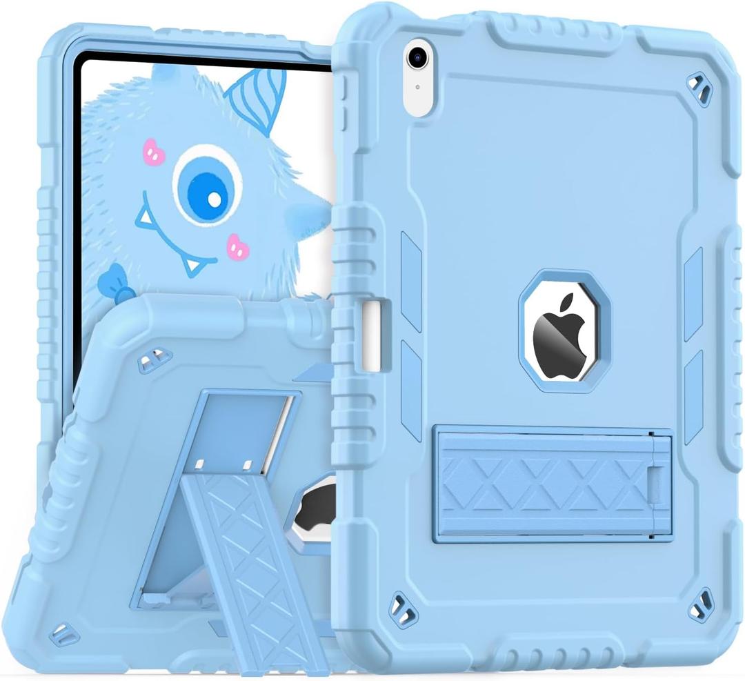 for iPad (A16) Case 11th Generation 11 inch 2025 / iPad 10th Generation 10.9 inch 2022, Heavy Duty Durable i Pad 11/10 Gen Cover with Pencil Holder/Stand (Light Blue)