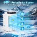 Portable Air Conditioners, Evaporative Mini Room Air Conditioner Cooling Fan, 2~12H Timer, AC Unit Air Cooler with 1000ML Water Tank, AC Portable for Room, Office, Car (White)
