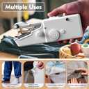 Hand Held Sewing Machine, with Red Wooden Sewing Box and 143 PCS Sewing Kit, Mini Portable Handheld Sewing Machine for Adults and Beginners, with a Power Adapter and Heavy-Duty Scissors