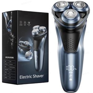 Electric Razor for Men, Electric Shaver for Men Face, with Pop Up Trimmer Waterproof Wet Dry Rechargeable Shaver Blue