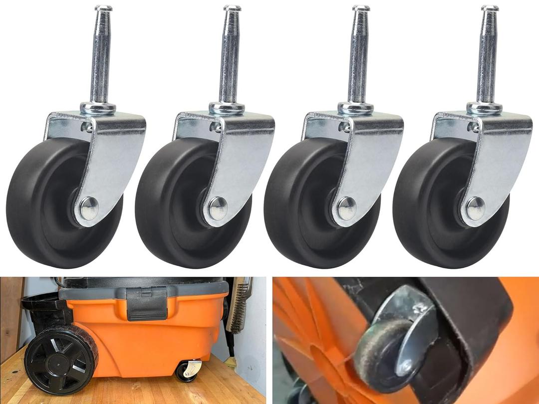 4 Pack 12293 Replacement Wet Dry Vacuum Caster Wheel Compatible with Ridgid/Craftsman/Dewalt Vacuums, for RV1250, RT1200, 1650RV, WD1850M, WD1635M Model Shop Vac Replacement Parts