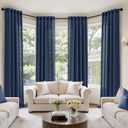 MIULEE Navy Blue Linen Curtains 102 Inch Long 4 Panels Light Filtering Window Drapes with Rod Pocket Back Tab for Living Room Bedroom Farmhouse Decor 42" W x 102" L Inches