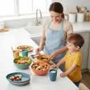 20PCS Wheat Straw Dinnerware Sets, DQELFA Reusable Kids Toddler Plates and Bowls Sets, Unbreakable Lightweight Kids Dish Set, Microwave and Dishwasher Safe
