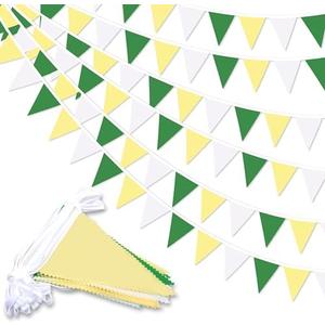 Yellow Green White Pennant Banner,33 ft Pennant Banner Flags,Flag Triangle Bunting Garland Decor,for Wedding,Birthday Party,Baby Shower,Graduation,Golf Party Decor(Yellow, Green and White Banners)