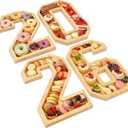 2026 Charcuterie Numbers Fillable, Wooden Number Charcuterie Board Box Serving Food Trays for New Years Graduation Party Supplies