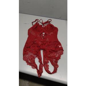 Avidlove Women Lingerie Floral Lace Harness Lingerie Bodysuit One Piece Teddy Babydoll Nightgown (Medium, A-wine Red)