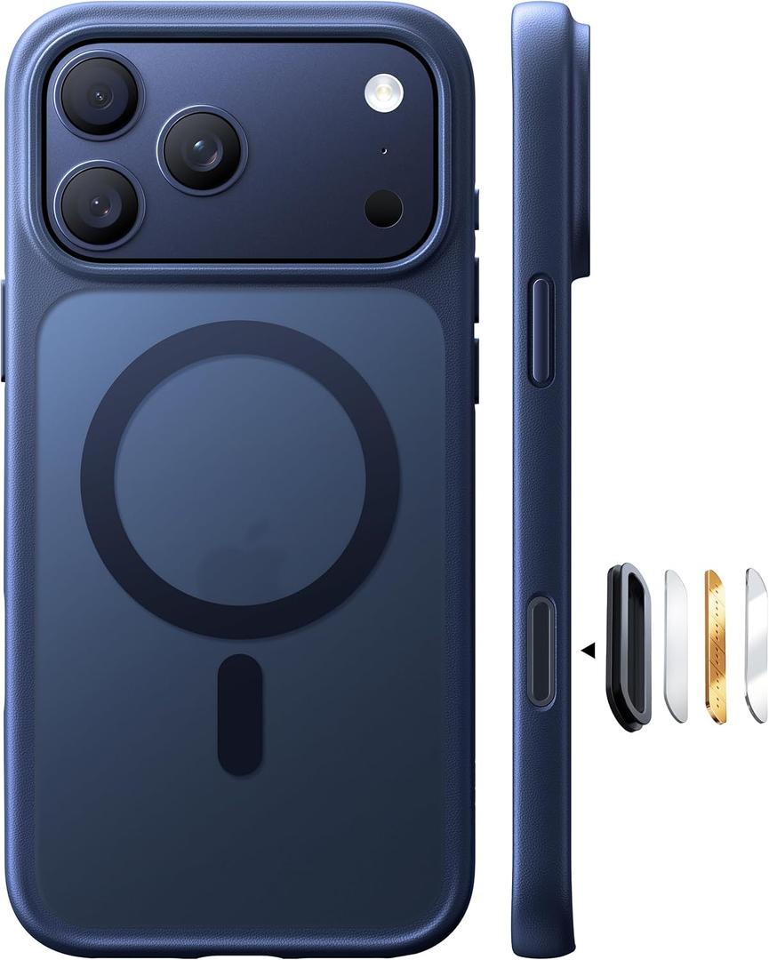 TORRAS Stronger Magnetic & Shockproof for iPhone 17 Pro Max Case, Fit for MagSafe, Military Grade Drop Protection, Camera Control, DIY Button, Slim for iPhone 17 Pro Max Case Translucent Deep Blue