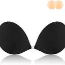 Niidor Sticky Bra Women's Strapless Backless Invisible Push up Silicone Bra with Nipple Covers B Cup