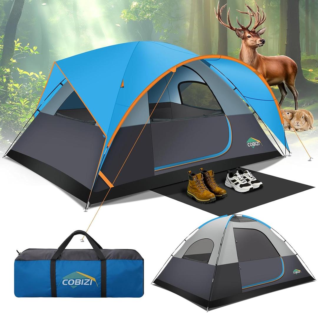 COBIZI 8-10 Person Camping Tent, 12x9FT Spacious Family Tents for Camping Ideal for Camping, Hiking, 3500mm Waterproof Double-Layer Windproof Tent for Hiking & Backpacking, Blue