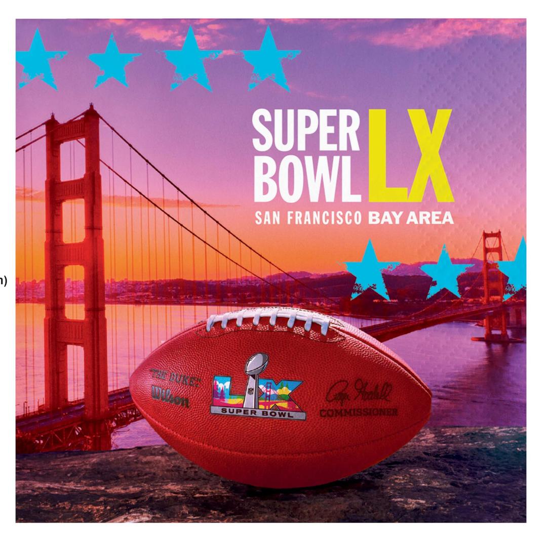 Super bowl LX San Francisco Bay area table napkins, Pack of 3