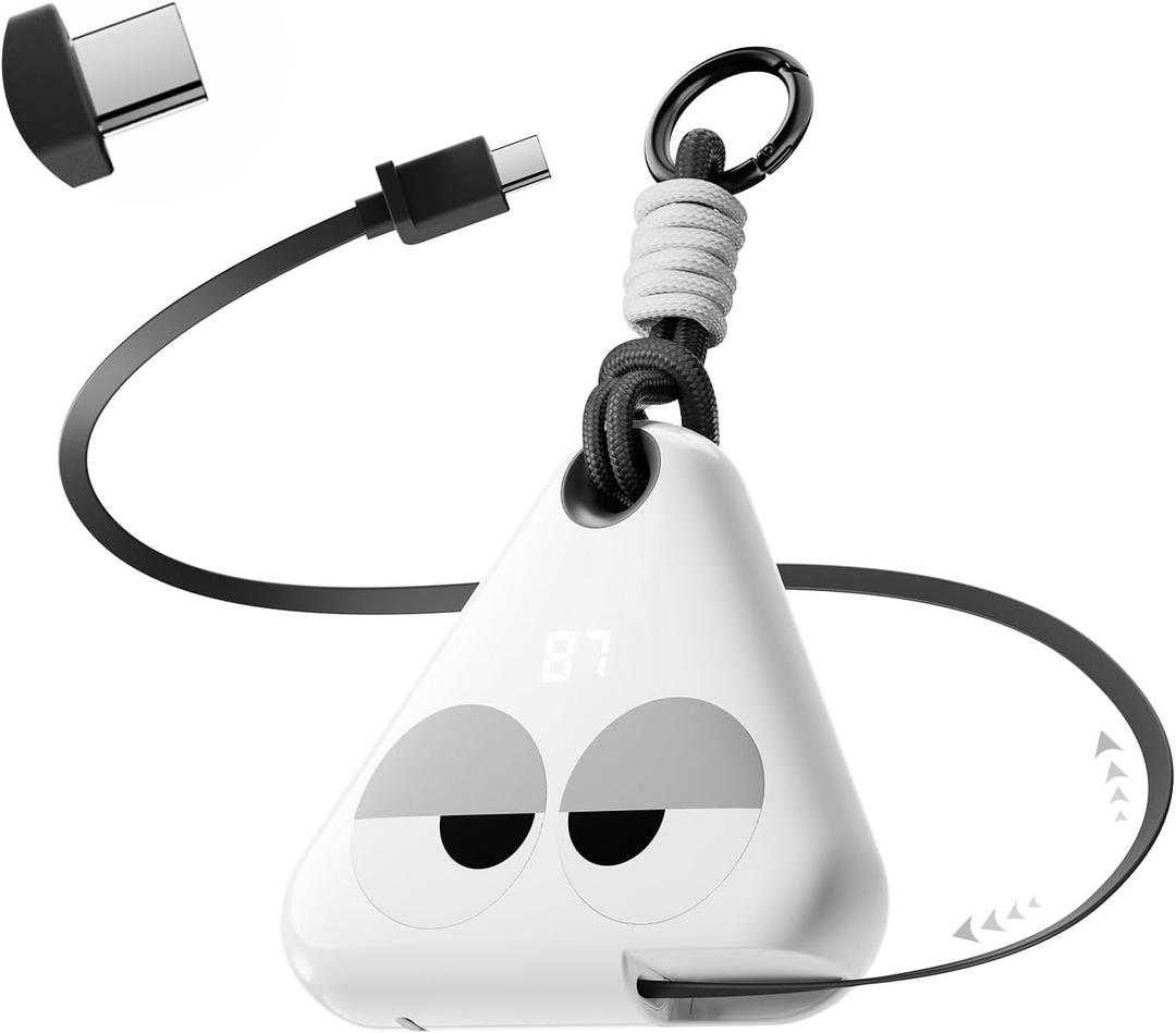 10000mAh Tape Charger, 22.5W Portable Charger Power Bank Fast Charging, USB-C in and Out Travel Essentials Battery Bank, Power Bank with Cables Compatible with iPhone 16 15 Samsung Android Phones