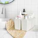 Shower Caddy Portable and Cleaning Caddy Organizer for Bathroom, Kitchen,Toiletries Storage, Caddy organizer with handle, Rust-Resistant, Durable Material(Milky White, 9.36"L7.73"W7.24"H)