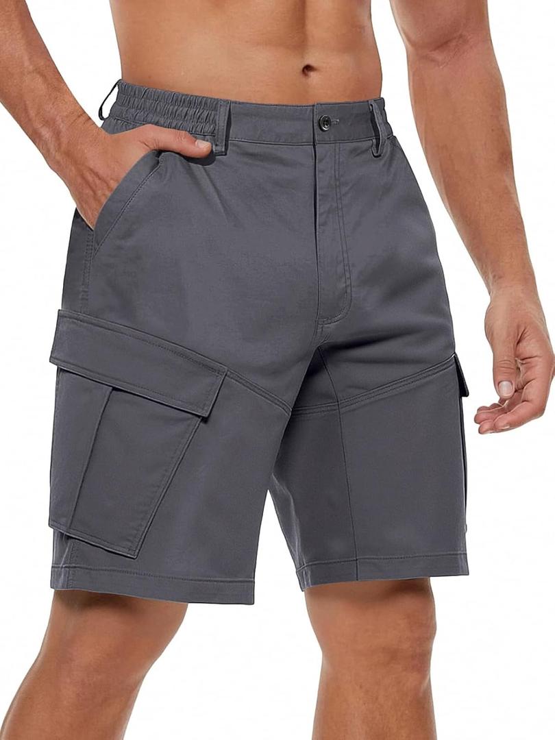 Men's Cargo Shorts Drawstring Classic Chino Stretch Shorts with 6 Pockets, XL