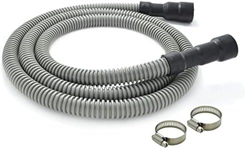 Universal Dishwasher Drain Hose - 6 Ft Discharge Hose - Corrugated and Flexible Dishwasher Hose Drain Replacement with Clamp Universal Dishwasher Drain Hose - 6 Ft Discharge Hose - Corrugated and Flexible Dishwasher Hose Drain Replacement with Clamp