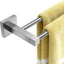 RUACQ Double Towel Bar, 24 Inch Towel Racks for Bathroom Wall Mounted, 304 Stainless Steel Bath Towel Rod with Square Base(Brushed Nickel)