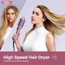 3 in 1 Travel Hair Dryer Brush, Lightweight Blow Dryer Brush in One for Faster Dry & Style, Blowout Hot Air Brush, One Step Straightener Volumizer with Millions Negative Ions for Smooth