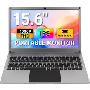 ELECROW 15.6 Inch Portable Monitor with Keyboard, Lapdock 1080P FHD IPS Display with Built-in Battery, USB C External Computer Monitors Compatible with Raspberry Pi, Phone, Mini PC, Mac, Game Console