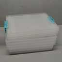 IRIS USA 6 Qt. Plastic Storage Bins Containers with Lids, 4 Pack, Sensory Bin, Craft Storage, Craft Organizers and Storage, Organizing Container for Home, Office and Art Supplies, Stackable, Clear