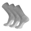 Diamond Star Anti Skid Socks Non Slip Non Binding With Grips Hospital Diabetic Crew Socks For Men Women (3 Pack Grey, Big & Tall Men 13-15 Shoe Size 9-14)
