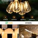 ST38 LED Solar Replacement Bulbs,1W Equal to 5W,DC 3V Plastic E12 Screw Base Shatterproof & Waterproof Globe Bulbs Light for Outdoor String Lights,Patio Cafe Bistro Decor, 2700K Warm White, 25 Pack
