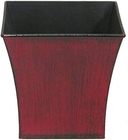 Admired by Nature Hand Painted Red and Black 7" H Square Plastic Pot - for Home Decor, Plant Organization, Planters, Succulents, Gardens, Storage - Red & Black