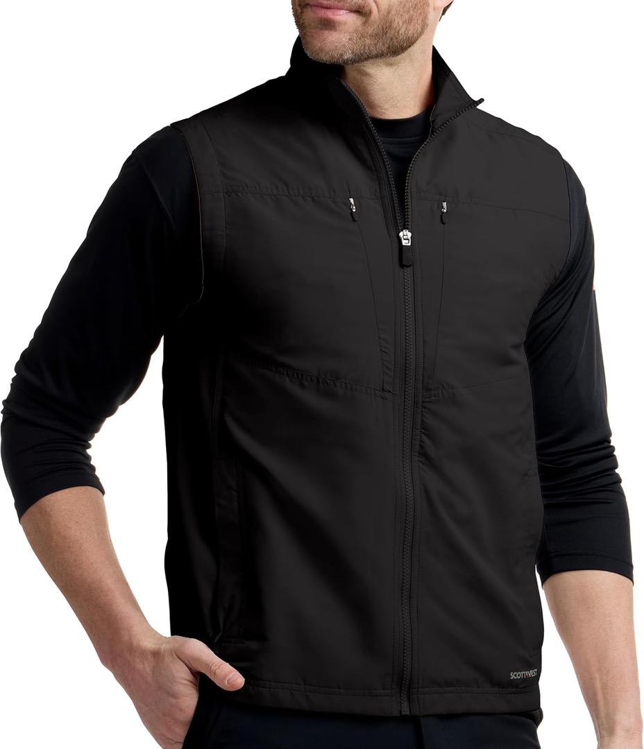 SCOTTeVEST LightEST Vest for Men - 16 Hidden Pockets - Lightweight Water Repellent for Travel & More (X-Large, Black)