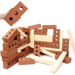 Deekin Large 37 Pcs Foam Brick Building Blocks, Red