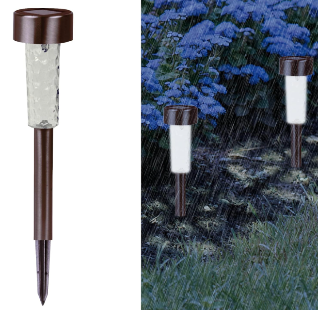 Crosslight Solar Powered Pathway Lights (4 Pack) - Stainless Steel Outdoor White LED Lights, Waterproof for Garden, Yard, Patio, Lawn, Walkway - Decorative Ground Stake Lighting | Bronze