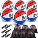 RoundFunny 6 Set Size 5 Basketballs Bulk with Pump and Storage Bag 27.5 Inch Kids Youth Basketball Indoor Outdoor for Kids Boys Girls Game Training Sport Gifts
