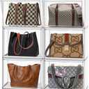 12 Pack Purse Organizer for Closet Size 14 Shoe Storage Box Stackable Acrylic Display Case Handbag Organizer with Magnetic Lid Transparent Storage Container for Sneaker, Boots, Hat, Book, Collectibles