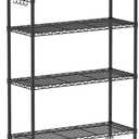 Folews 4-Tier Storage Shelving Unit with Wheels, Metal Rolling Storage Shelves NSF Adjustable Layer Steel Rack Shelf, Wire Shelving Storage for Kitchen Garage Pantry Office, Black (14D x 36W x 57H)