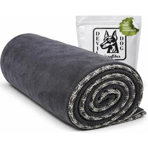 Premium Twisted Loop Drying Towels for Drying Dogs Large 24" x 35" Super Absorbent Microfiber Dog Bath Towel  Quick Dry, Soft  1200 GSM Gray for Pets, Beach, Camping & Travel