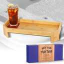 Impresa Bamboo Hot Tub Tray Table, Waterproof, UV-Coated Side Table Caddy with Anti-Slip Backing for Drinks, Hot Tub Accessories, and Essentials, 17" x 7.5 Bathtub Tray