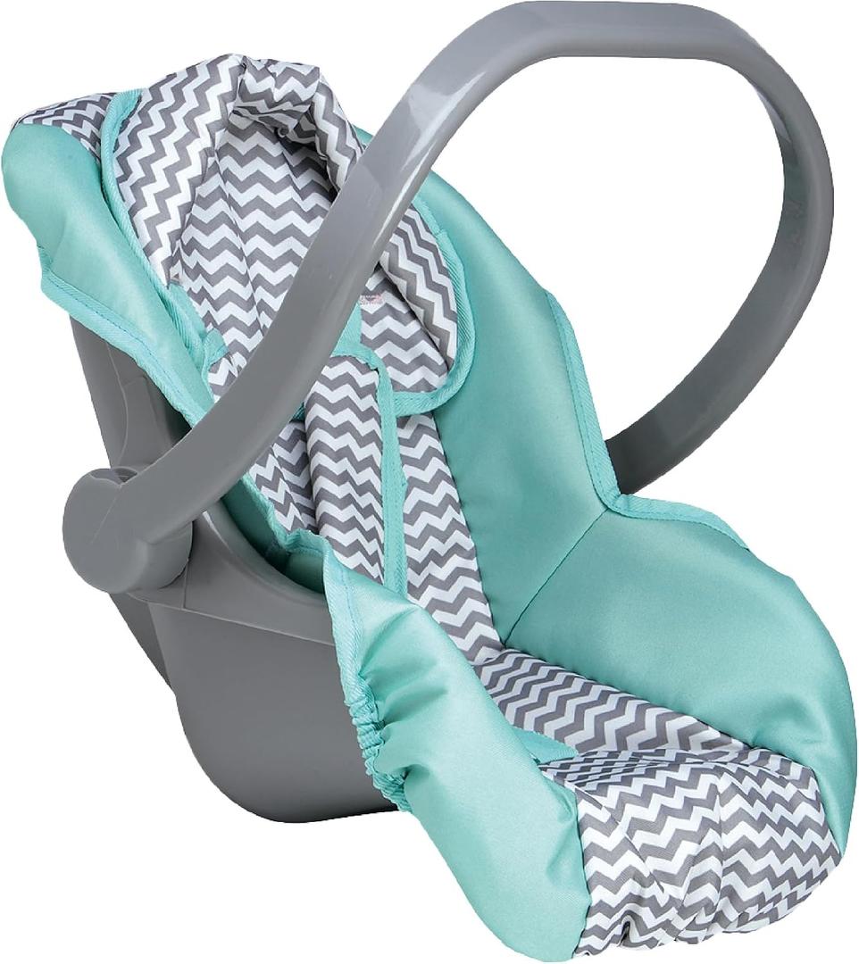 Adora up to 20 Inch Baby Doll Car Seat Carrier Grey Handle Converts to Rocker Lightweight Machine Washable Cover Toy Baby Doll Car Seat Accessory – Zig Zag, Geen Mint