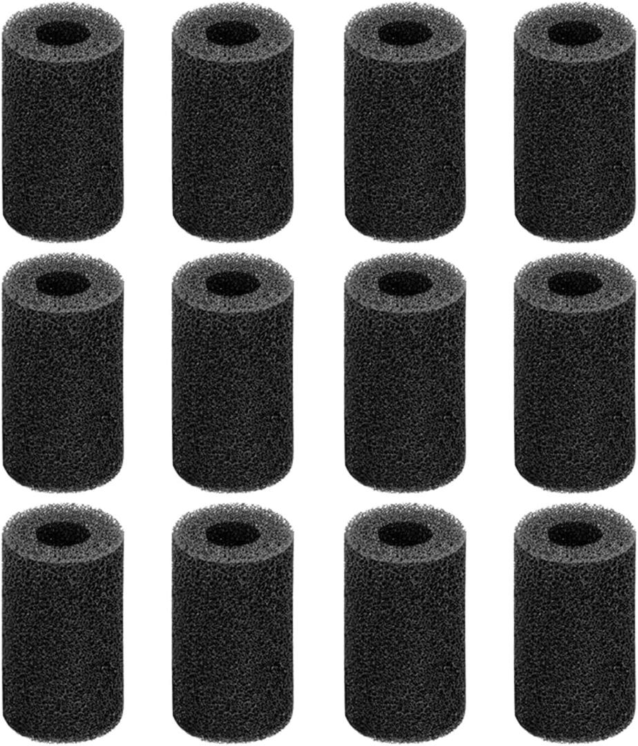 AQUANEAT 12-Pack Pre-Filter Sponge for Aquarium Shrimp Fry Fish Tank Filter 1 Intake, Replacement Foam Cover (2.2"D X 3.9"H, 1")