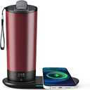 Temperature Control Heated Travel Mug Smart Self Heating Coffee Mug 20 Oz App Controlled LED Display Coffee Serving Sets Mug Kept at a Constant Temperature for 4-10 Hours (Burgundy, 20 oz)