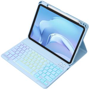 Akkerds for iPad A16 Case with Keyboard - 7 Colors Backlit Keyboard for iPad 10th Generation/iPad Air 11 Inch - Wireless Folio Cover for iPad Air 10.9 Inch/iPad Pro 11 Inch 2022/2021/2020 -SkyBlue